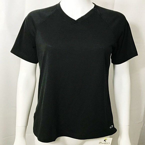 Champion T-Shirt V Neck Short Sleeve Black Top - Picture 1 of 6